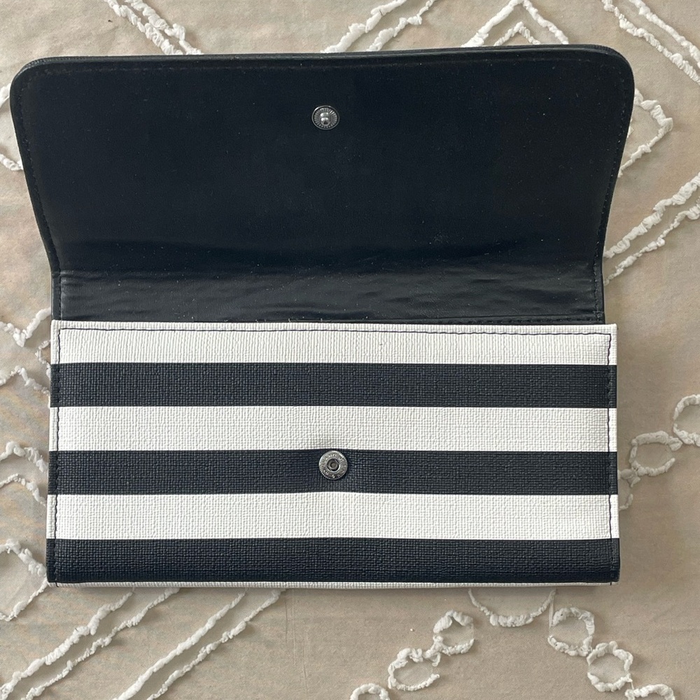 Kut from the Kloth Black and White Striped Trifold Wallet